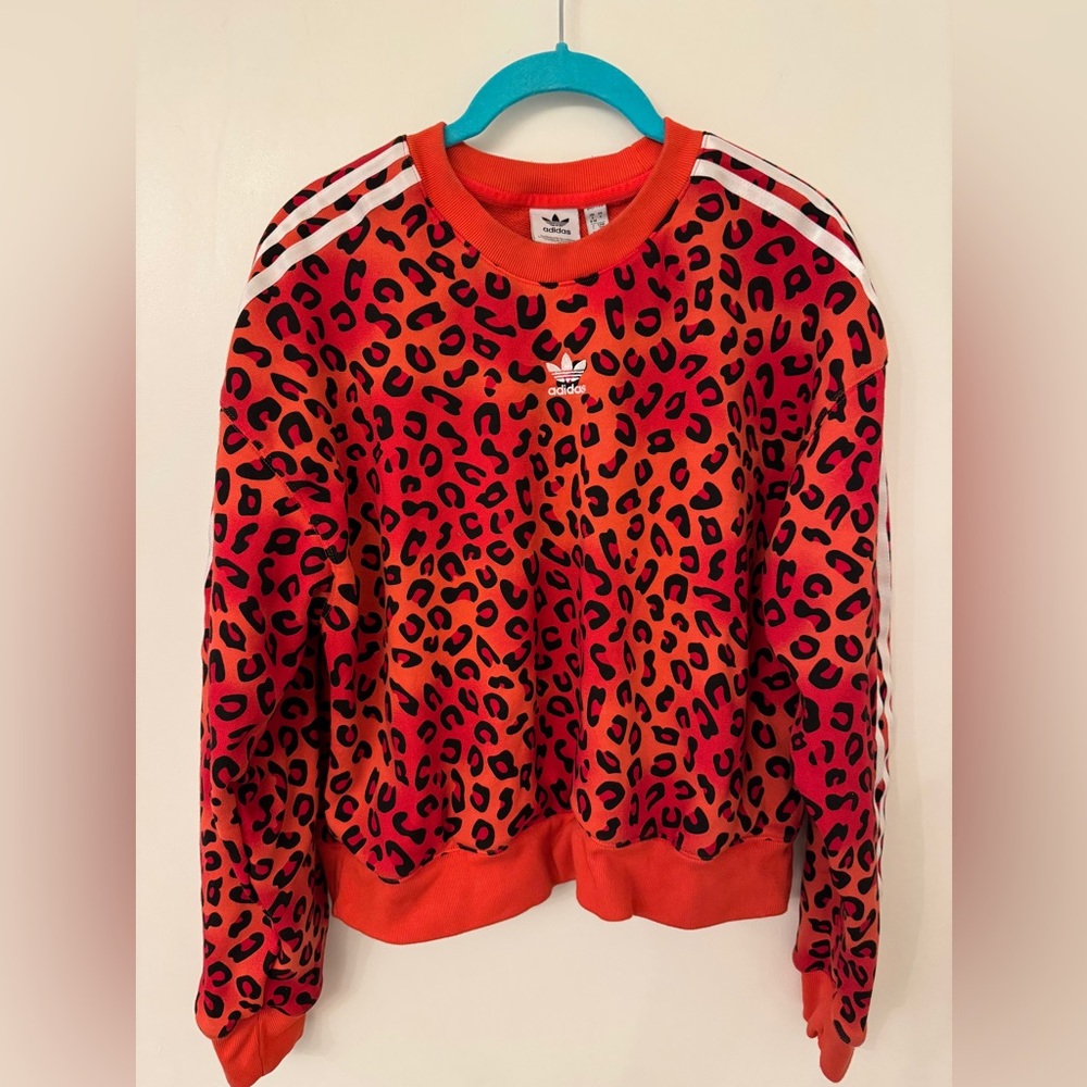 Adidas Orange and Black Leopard Print Top